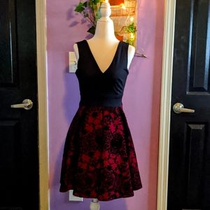 Haute Monde Black and Maroon Party Dress